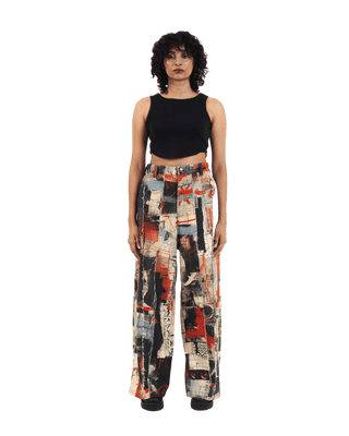 "Artistry in motion" printed straight-leg trousers