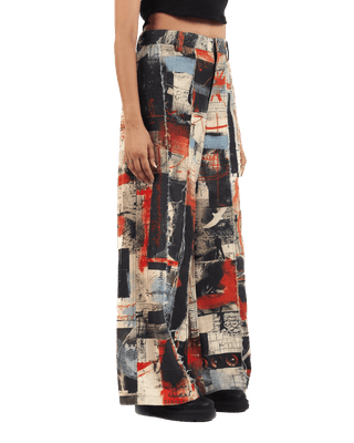 "Artistry in motion" printed straight-leg trousers