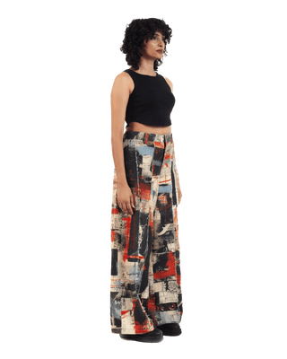 "Artistry in motion" printed straight-leg trousers