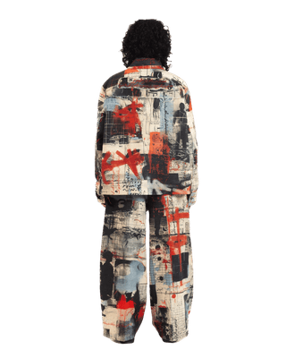 "Ethereal loop" abstract printed coach jacket