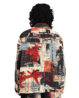 "Ethereal loop" abstract printed coach jacket