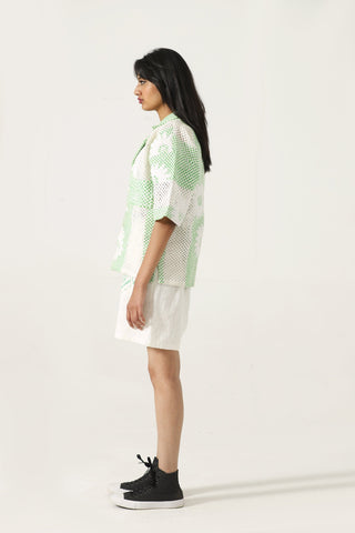 "Bahaar" puff print button-down