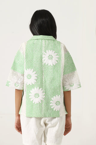 "Bahaar" puff print button-down