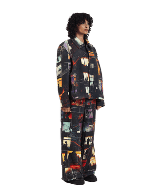 "Nocturnal reverie" abstract printed coach jacket