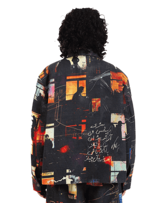 "Nocturnal reverie" abstract printed coach jacket