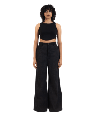 "Eclipse elegance" wide flared denim trousers