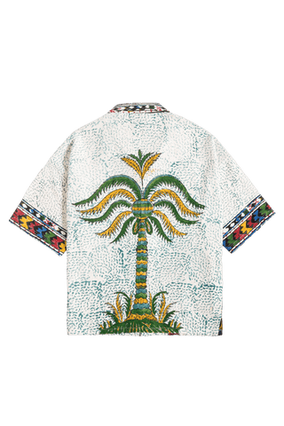 "Eternal forest" hand block print button-down