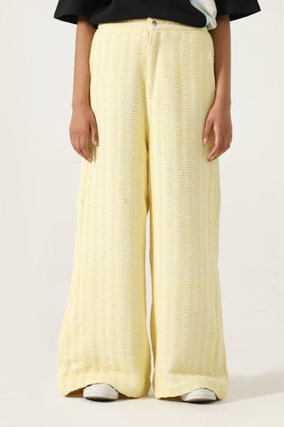 Handwoven flared dobby trousers