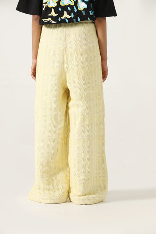 Handwoven flared dobby trousers