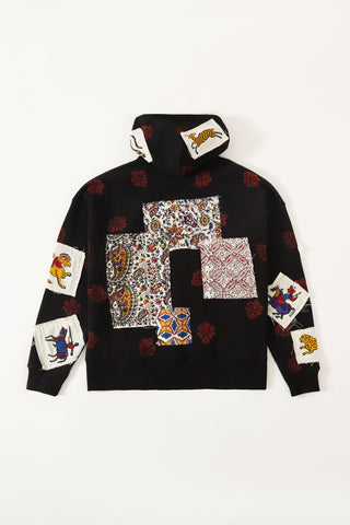 Patchwork block print hoodie V4