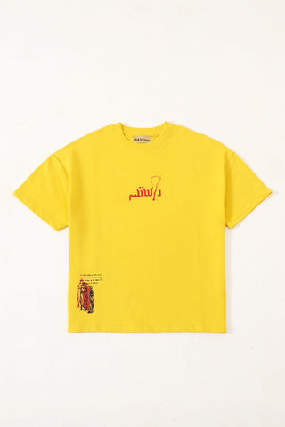 "Azaadi" printed mustard T-shirt