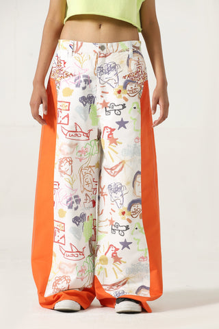 "Life is a doodle" printed trousers
