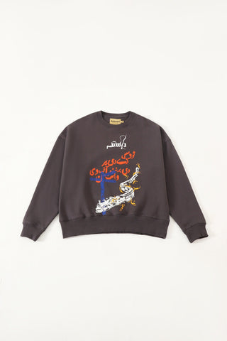 "Insaaf" ash grey printed sweatshirt