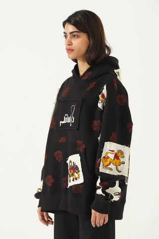 Patchwork block print hoodie V4