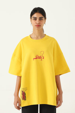 "Azaadi" printed mustard T-shirt
