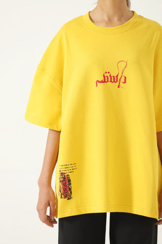 "Azaadi" printed mustard T-shirt