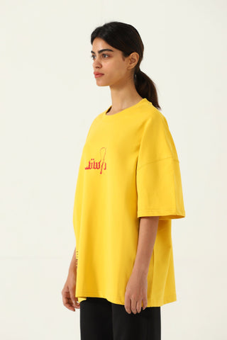 "Azaadi" printed mustard T-shirt