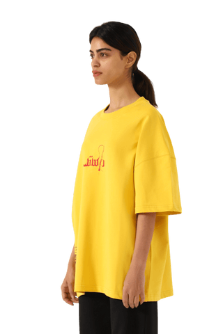 "Azaadi" printed mustard T-shirt