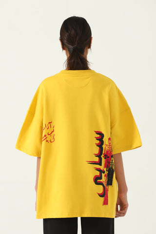 "Azaadi" printed mustard T-shirt