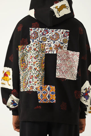 Patchwork block print hoodie V4