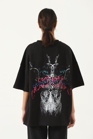 "Ajnabi" printed black T-shirt