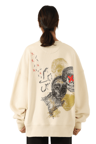 "Hum ak hain" printed artwork beige sweatshirt