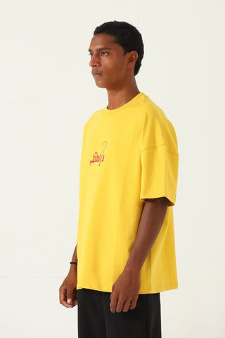 "Azaadi" printed mustard T-shirt