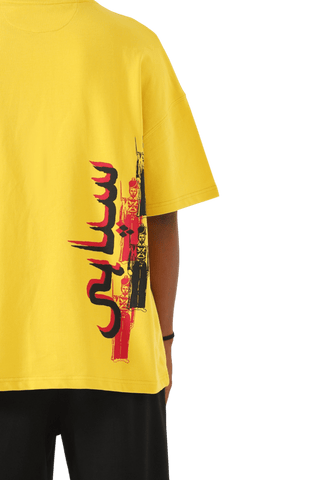 "Azaadi" printed mustard T-shirt