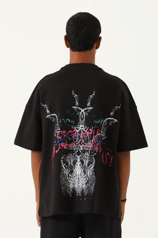 "Ajnabi" printed black T-shirt