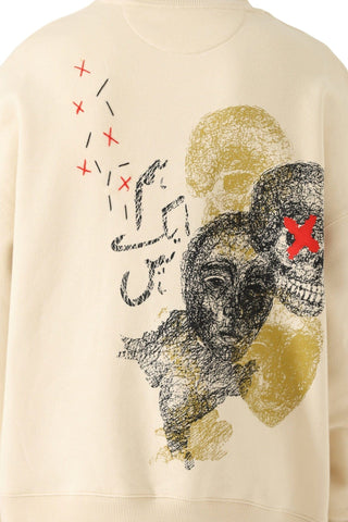 "Hum ak hain" printed artwork beige sweatshirt