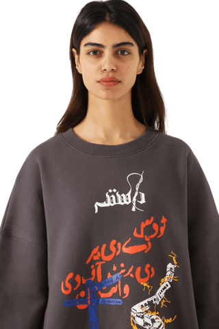 "Insaaf" ash grey printed sweatshirt