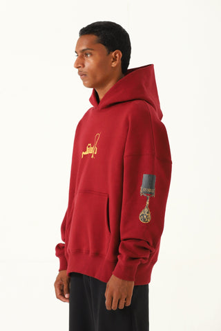 "Muqabla" patchwork maroon hoodie