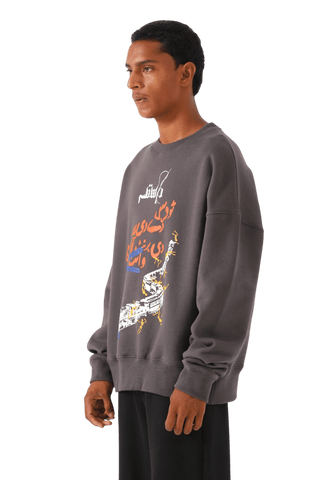 "Insaaf" ash grey printed sweatshirt