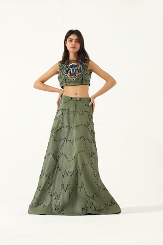 Embroidered leather top
