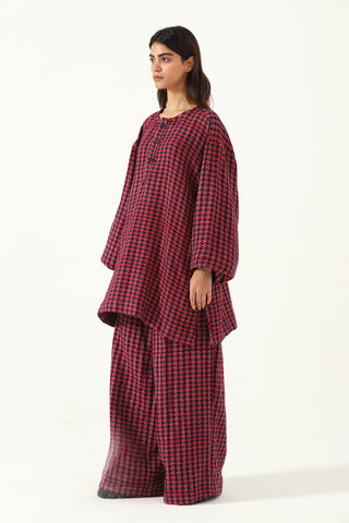 Handwoven plaid cotton trousers