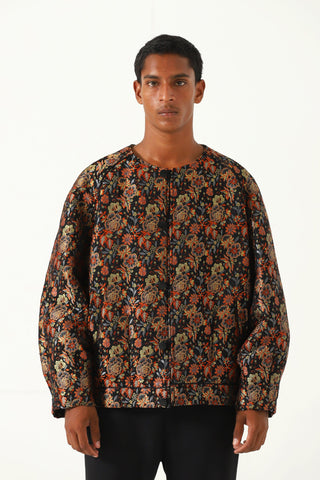 "Raj" silk jamawar oversized bomber