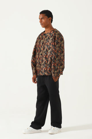 "Raj" silk jamawar oversized bomber