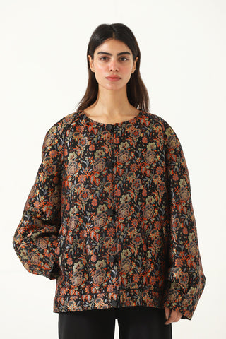 "Raj" silk jamawar oversized bomber