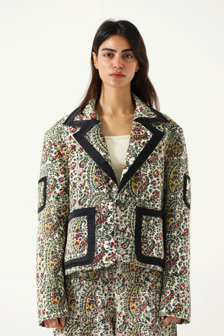 "Raj" hand block printed cropped jacket