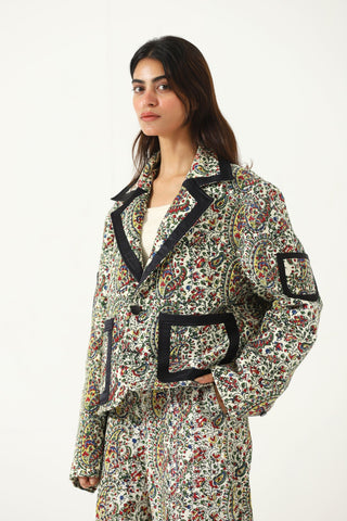 "Raj" hand block printed cropped jacket