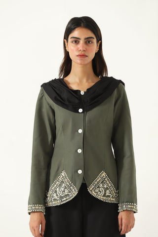Olive green embroidered jacket
