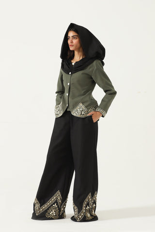 Olive green embroidered jacket