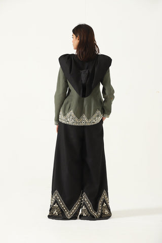 Hand-Embroidered silk trousers