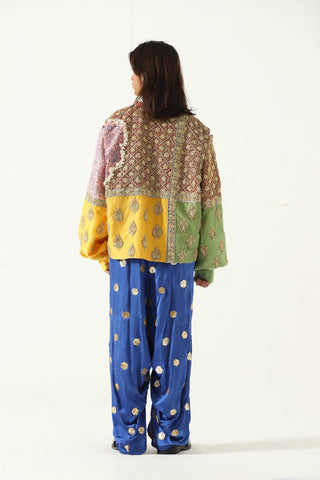 "Barsaat" hand-embroidered silk shirt-jacket