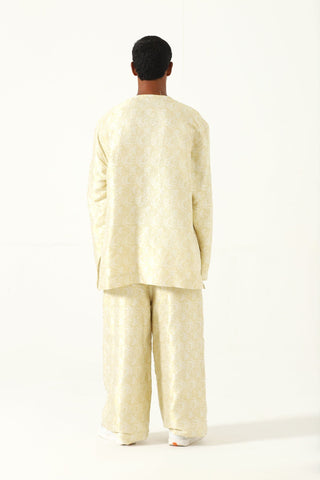 Creme silk brocade trousers