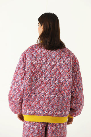 "Haveli" quilted silk block print sweatshirt