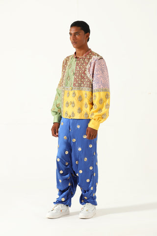 "Barsaat" hand-embroidered silk shirt-jacket
