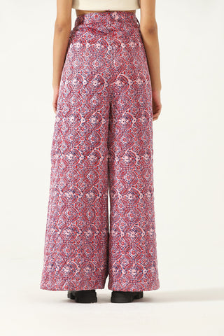 "Haveli" quilted silk block print sweatpants