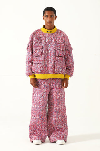 "Haveli" quilted silk block print sweatshirt