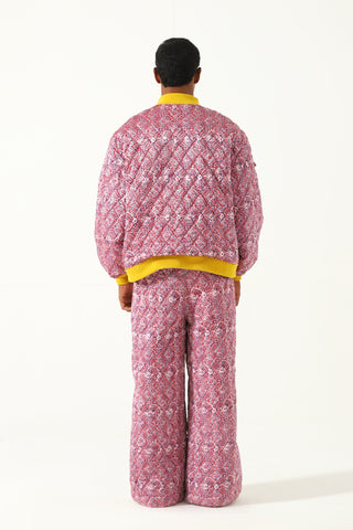 "Haveli" quilted silk block print sweatshirt
